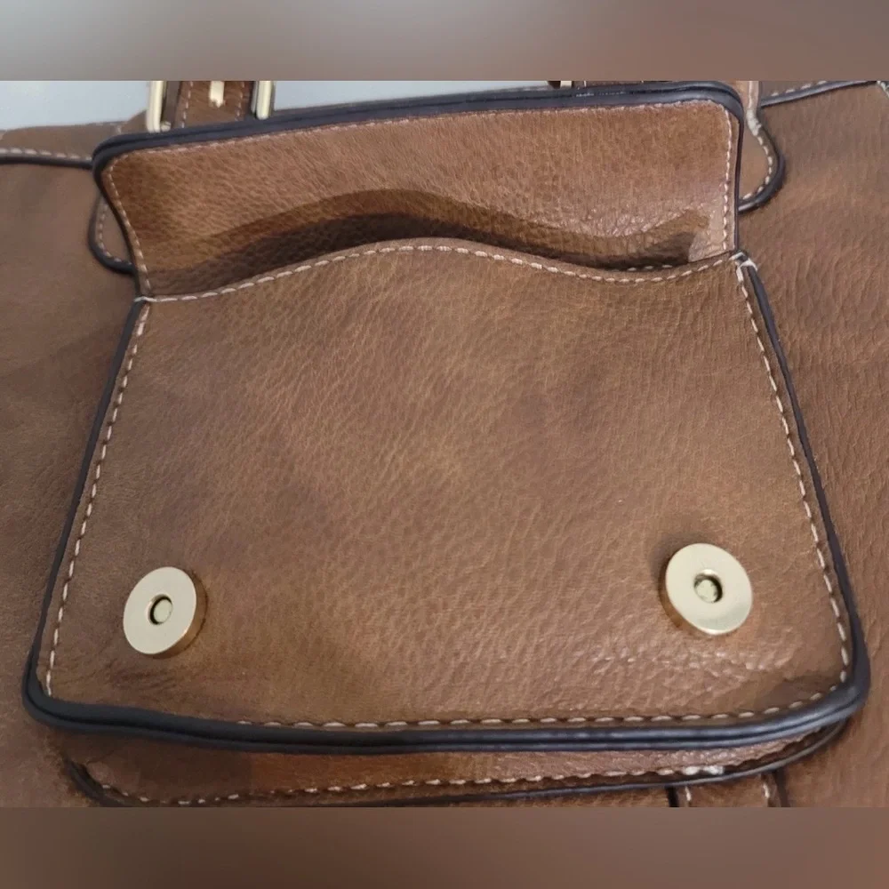 Darcy Marks London Satchel Crossbody Bag Brown Vegan Leather